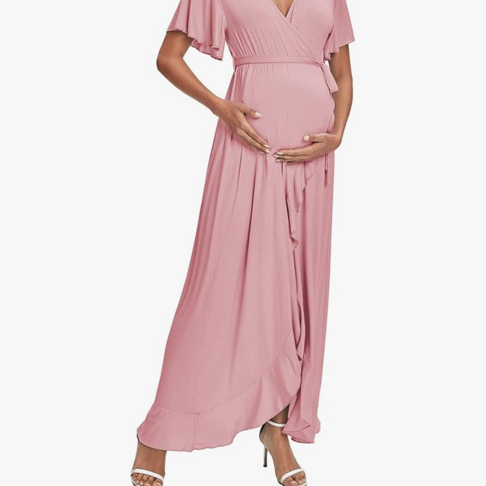 Elegant Pink Maternity Dress